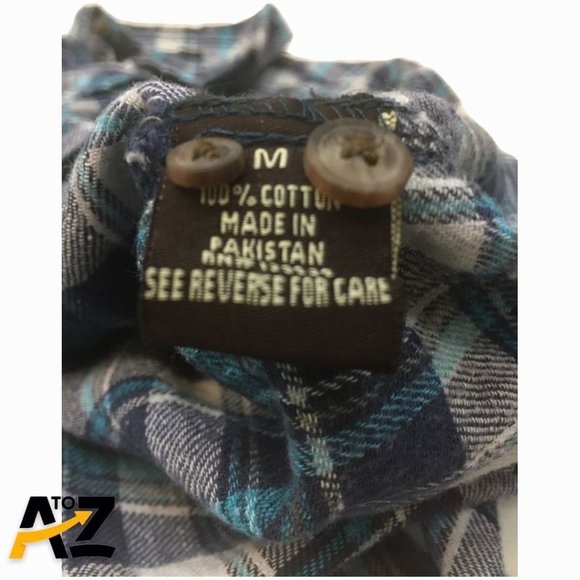 Men's Blue Plaid Alpine Lakes Flannel Shirt Size M Medium - Picture 9 of 12